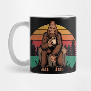 Bigfoot Forest Retro Sunset Mug